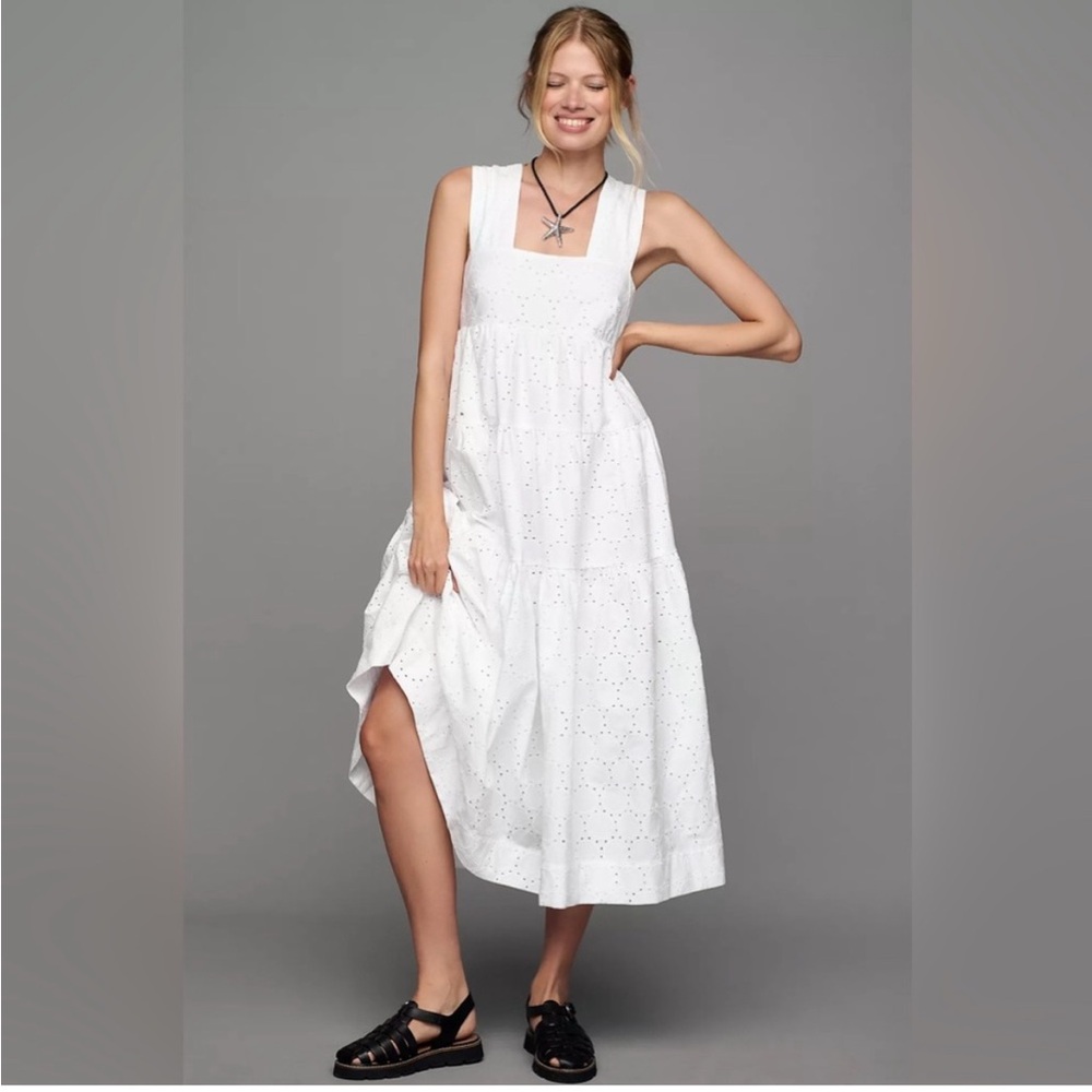 Anthro White eyelet Dress, EUC